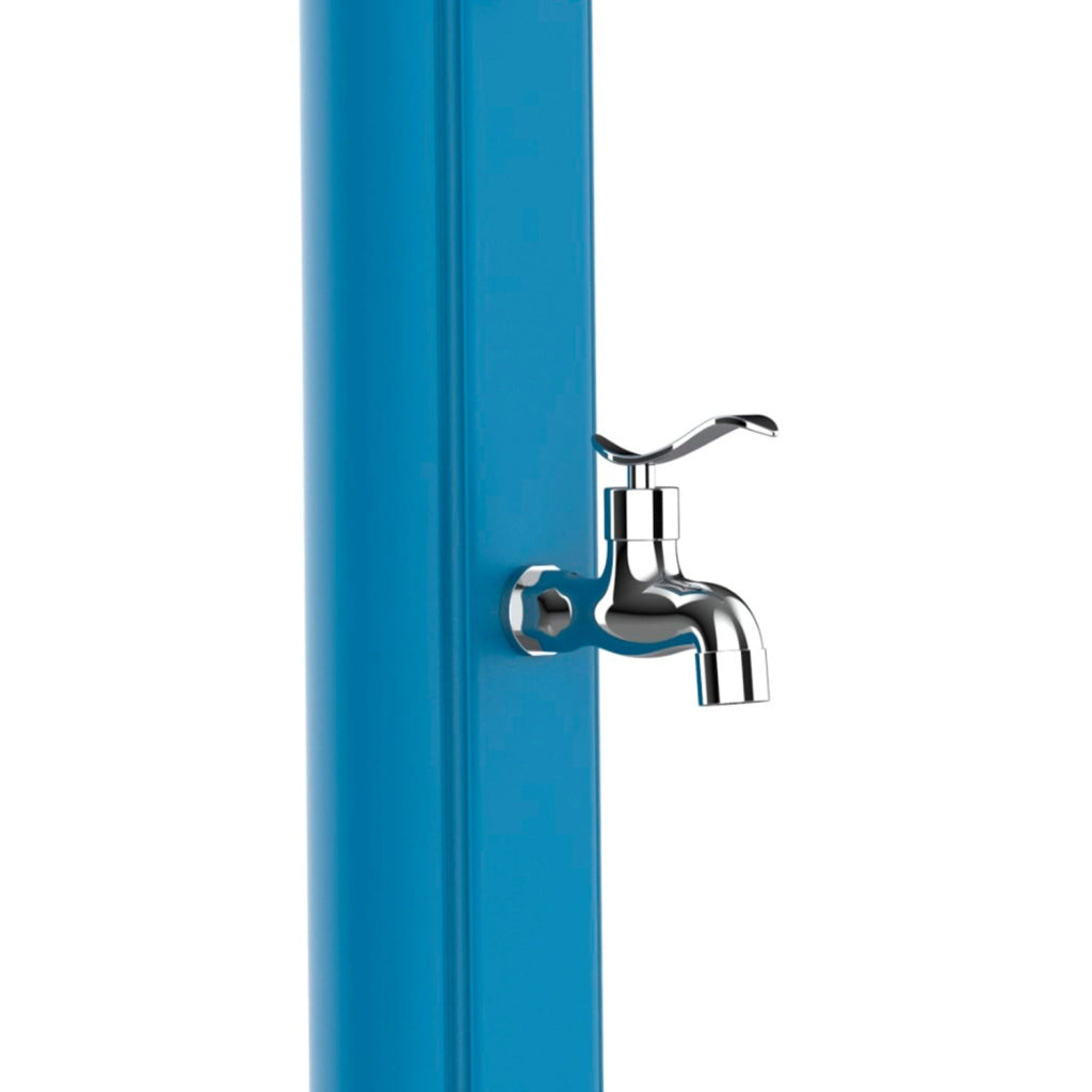 Doccia Esterna Blu in Polietilene HD con Riscaldamento Solare Altezza 226 cm Serbatoio da 25 Litri e Lavapiedi Ideale per Giardino e Piscina - STARMATRIX RIO BLUE