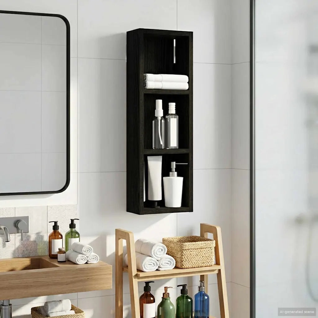 Armadio da bagno a muro Rovere Nero 20 x 10 x 60,5 cm 889288