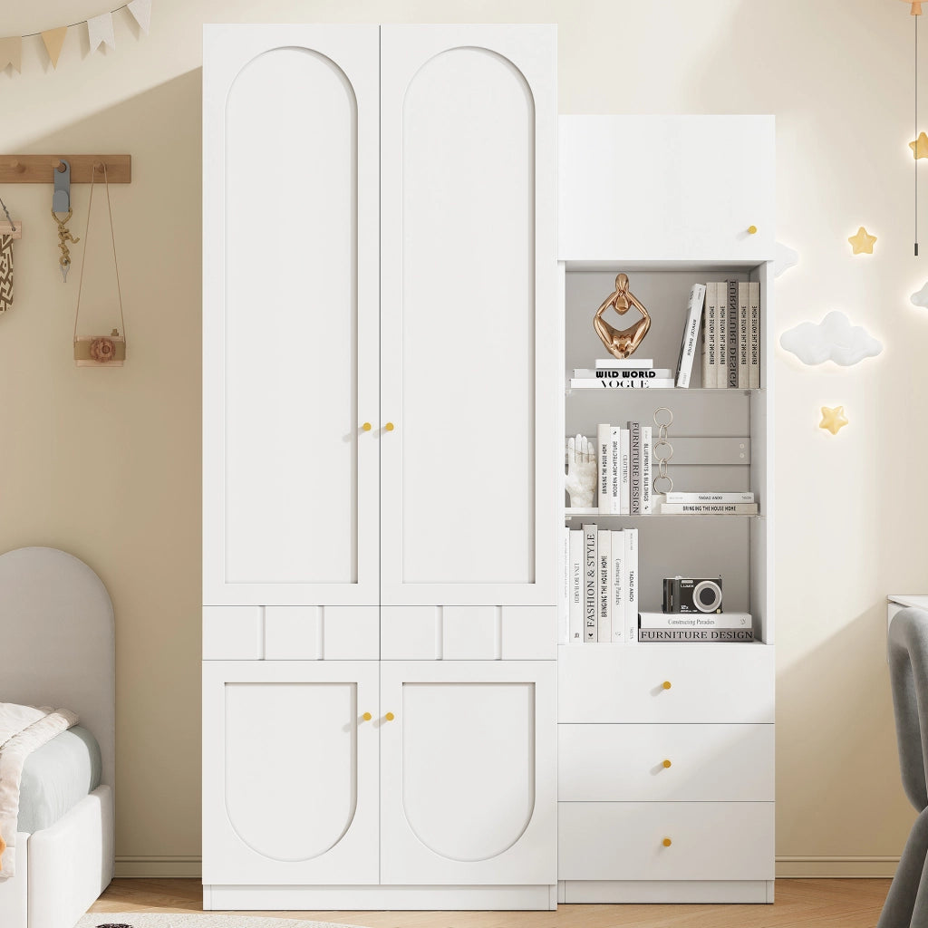 Set Armadio 2 Ante e Vetrina ¨C MINIMAL ¨C Bianco, 80x50x200 cm