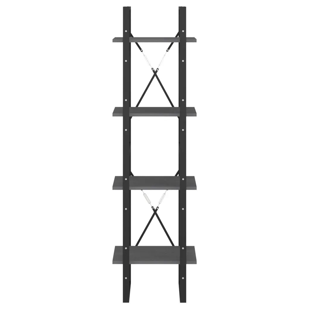 Libreria a 4 Ripiani-Scaffale per Libri-Mobile di Stoccaggio Grigia 40x30x140 cm in Massello di Pino
