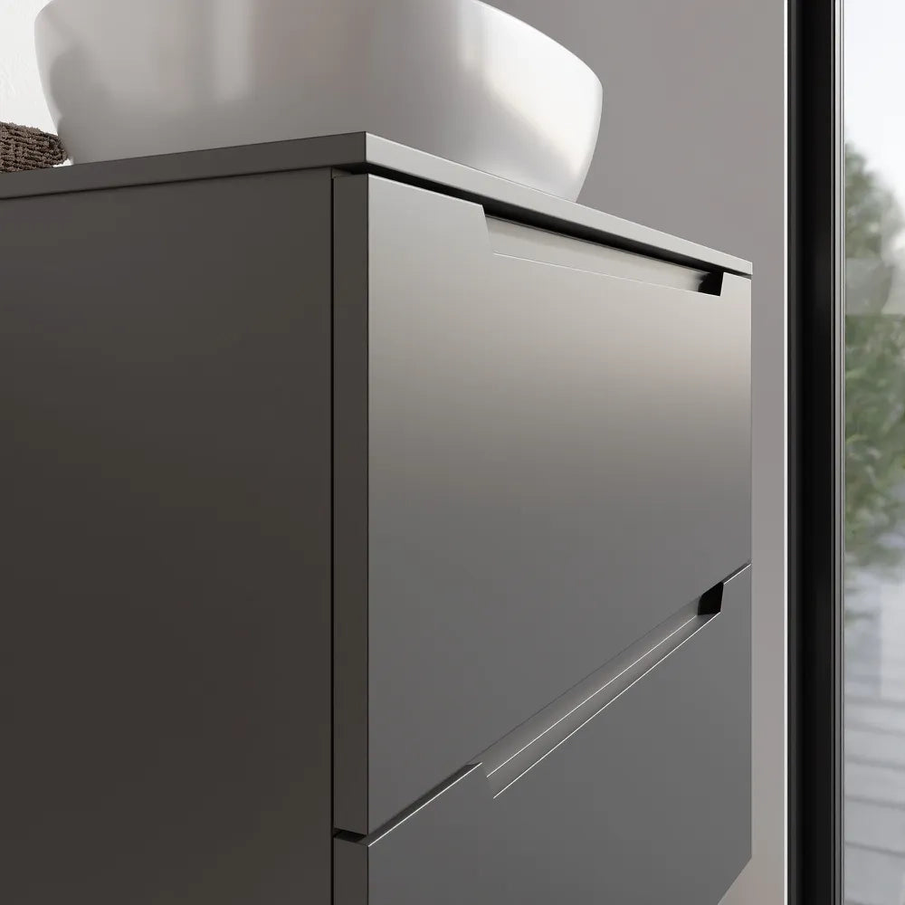Mobile bagno sospeso 70cm grigio opaco due cassetti soft-close con top | Bako