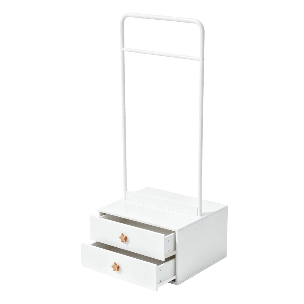 Appendiabiti per bambini 70x55x168 cm con barra e 2 cassetti in MDF
