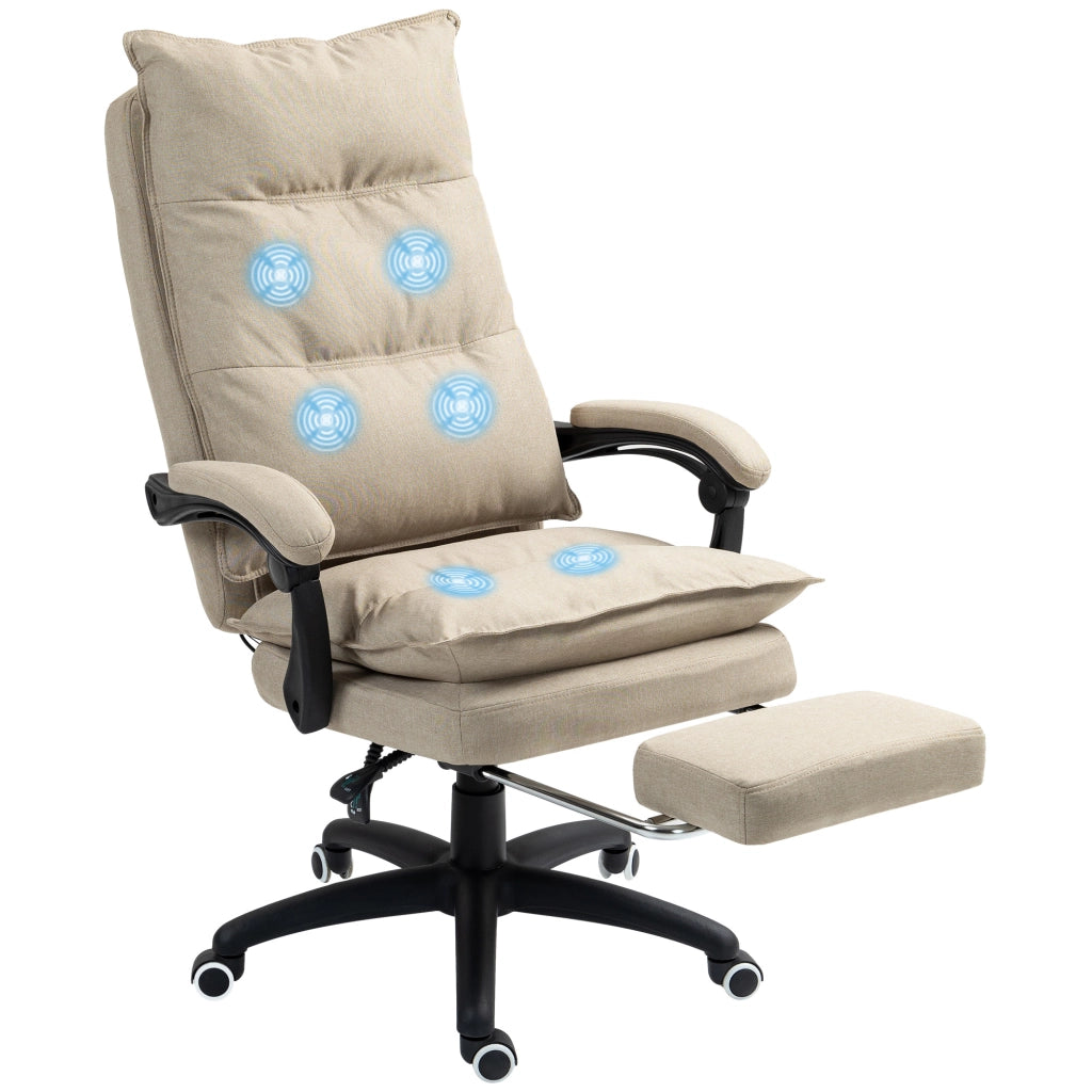 Sedia da ufficio massaggiante reclinabile con poggiapiedi ¨C zephmum ¨C beige