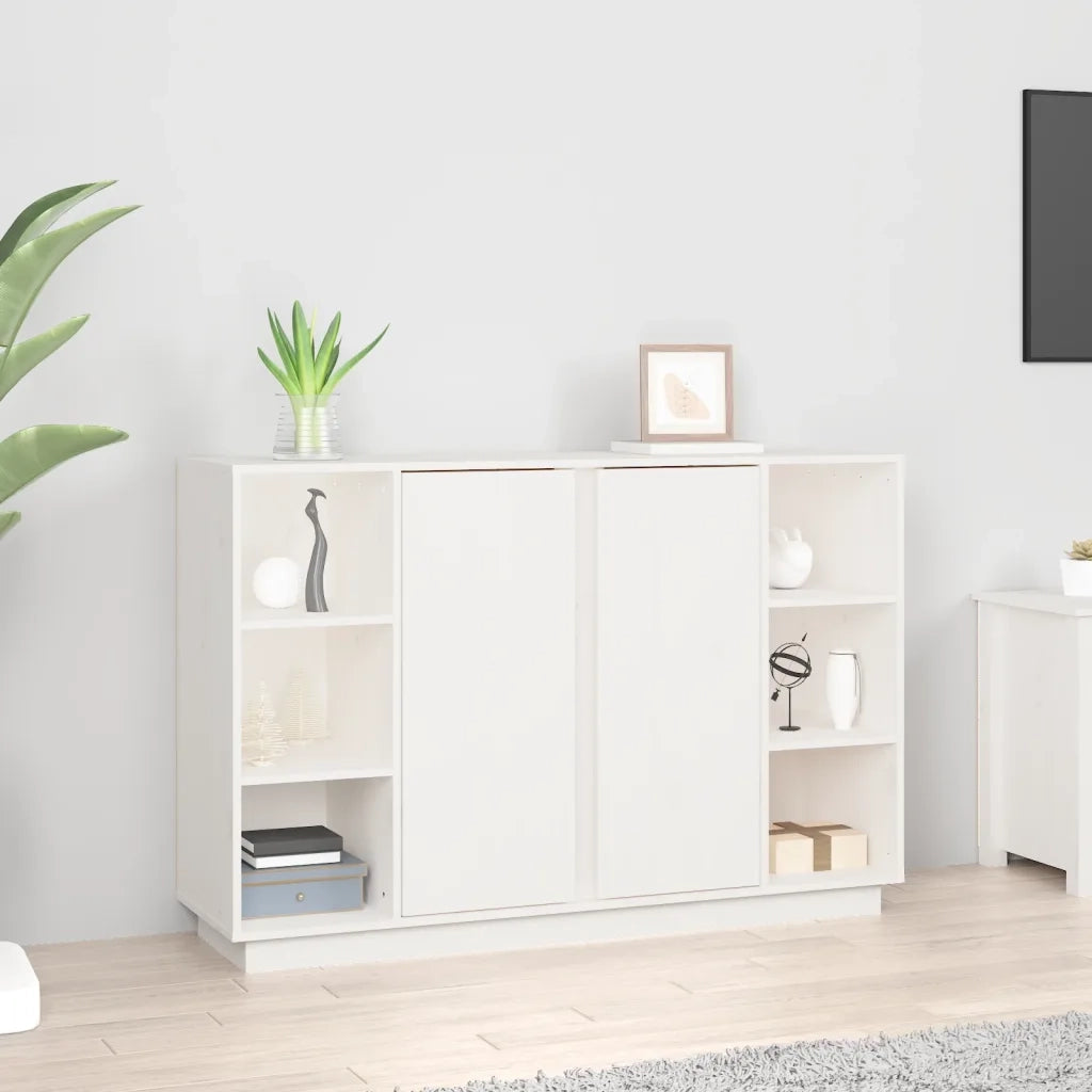Credenza Bianca 120x35x80 cm in Legno Massello di Pino 814500