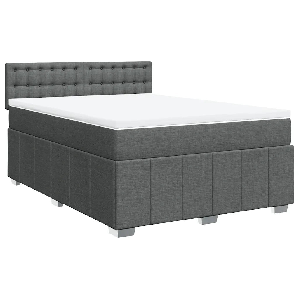 Giroletto a Molle con Materasso Grigio Scuro 140x190 cm Tessuto