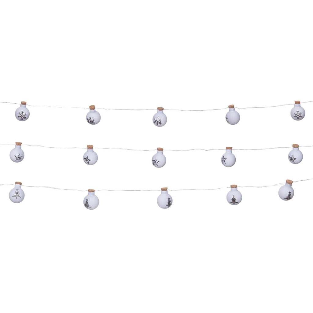 Catena 12 Sfere Vetro Bianco Opaco 25mm 0 ,3+1,1m
