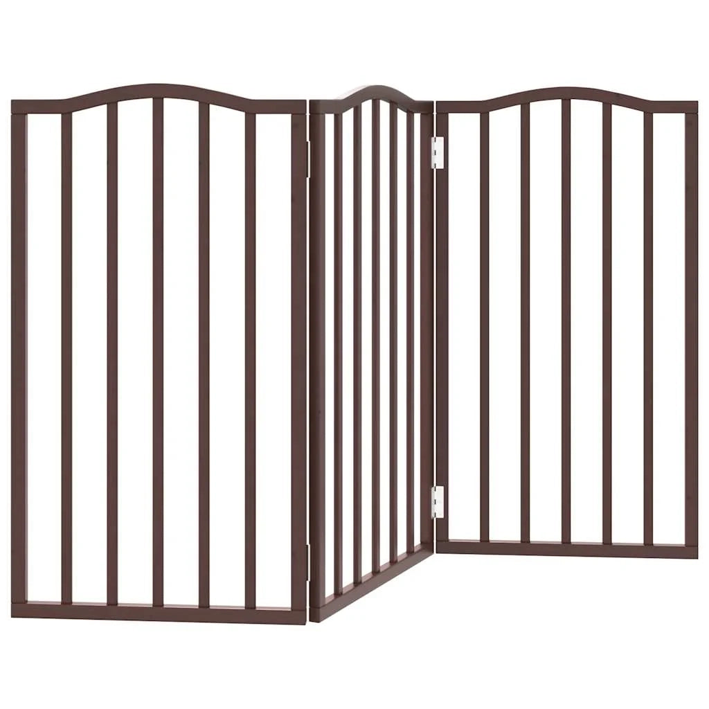 Cancelletto di sicurezza pieghevole per cani a 3 pannelli 150 cm legno di pioppo marrone 02_0023079