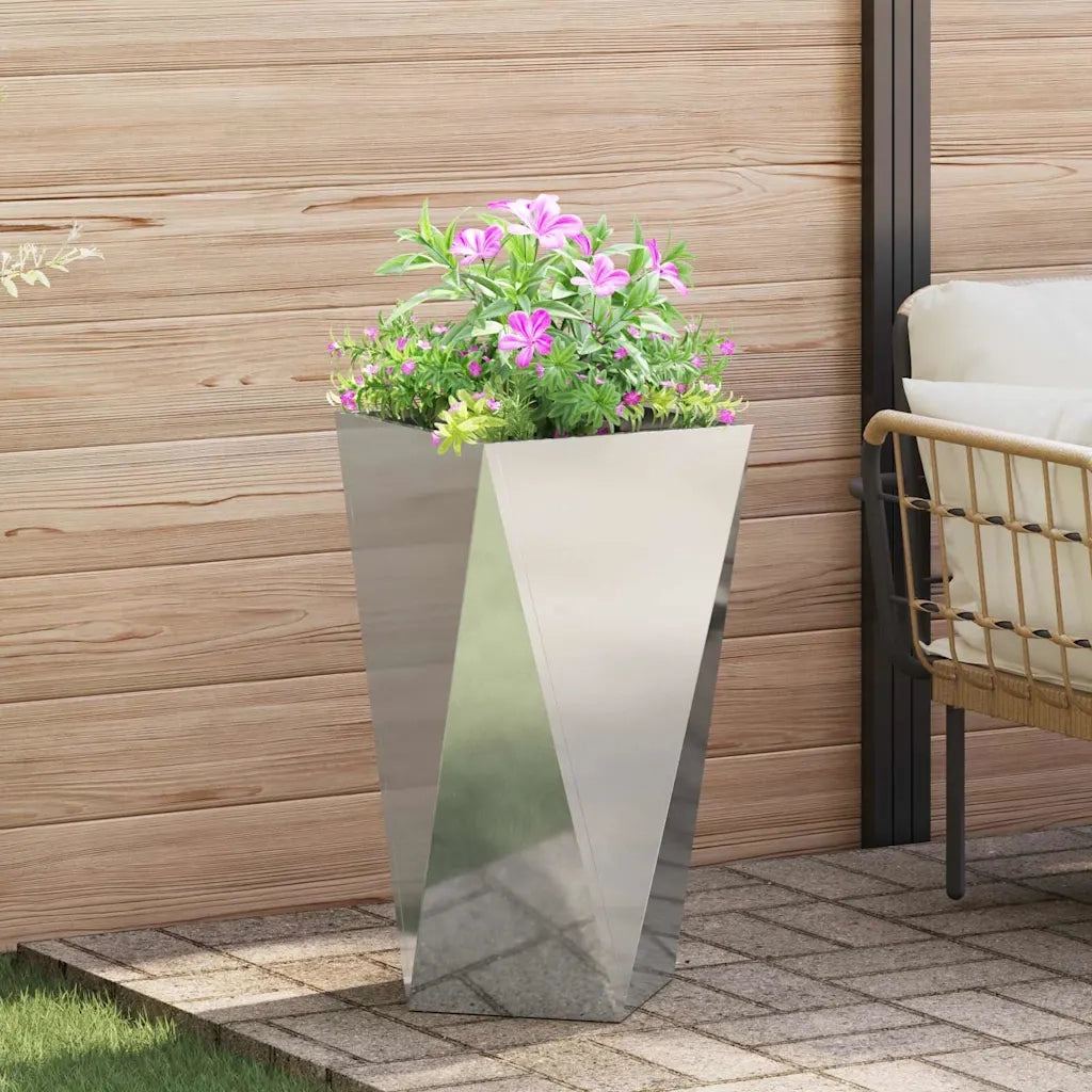 2 pz Fioriera | Cassetta per fiori | Vaso Argento 40 x 40 x 75 cm Acciaio zincato
