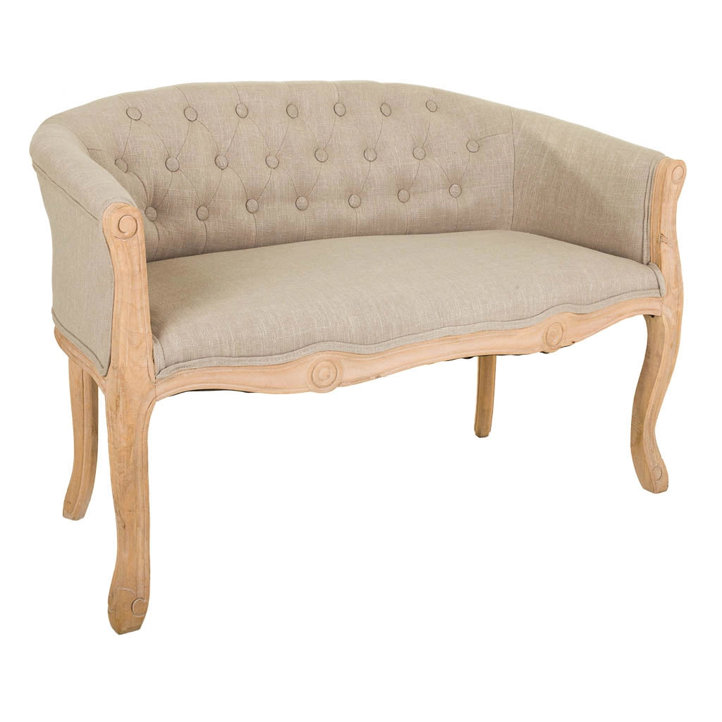 Divano in legno con rivestimento panna 107x61x70h