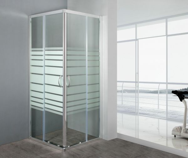 Box Doccia Cristallo 6 mm Serigrafato Profili Squadrati - Misura: 70 x 70 x h190