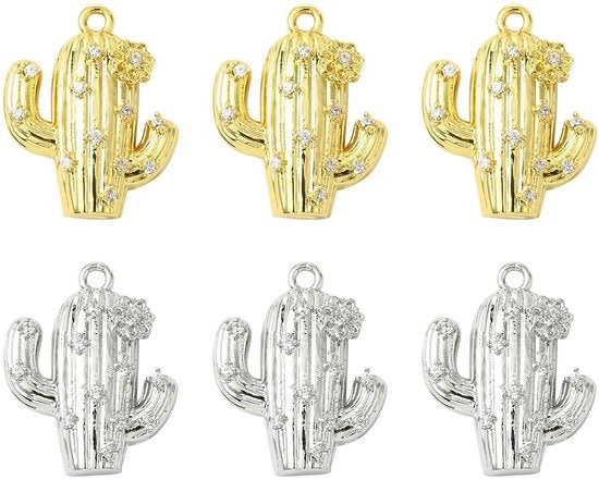 Accessori per gioielli in metallo dorato - 6 pezzi - Pendenti pavé con zirconia - Accessori per creare gioielli - Bracciale/ Collana - Decorazione DIY - Dimensioni 19,5 mm x 16 mm x 4 mm