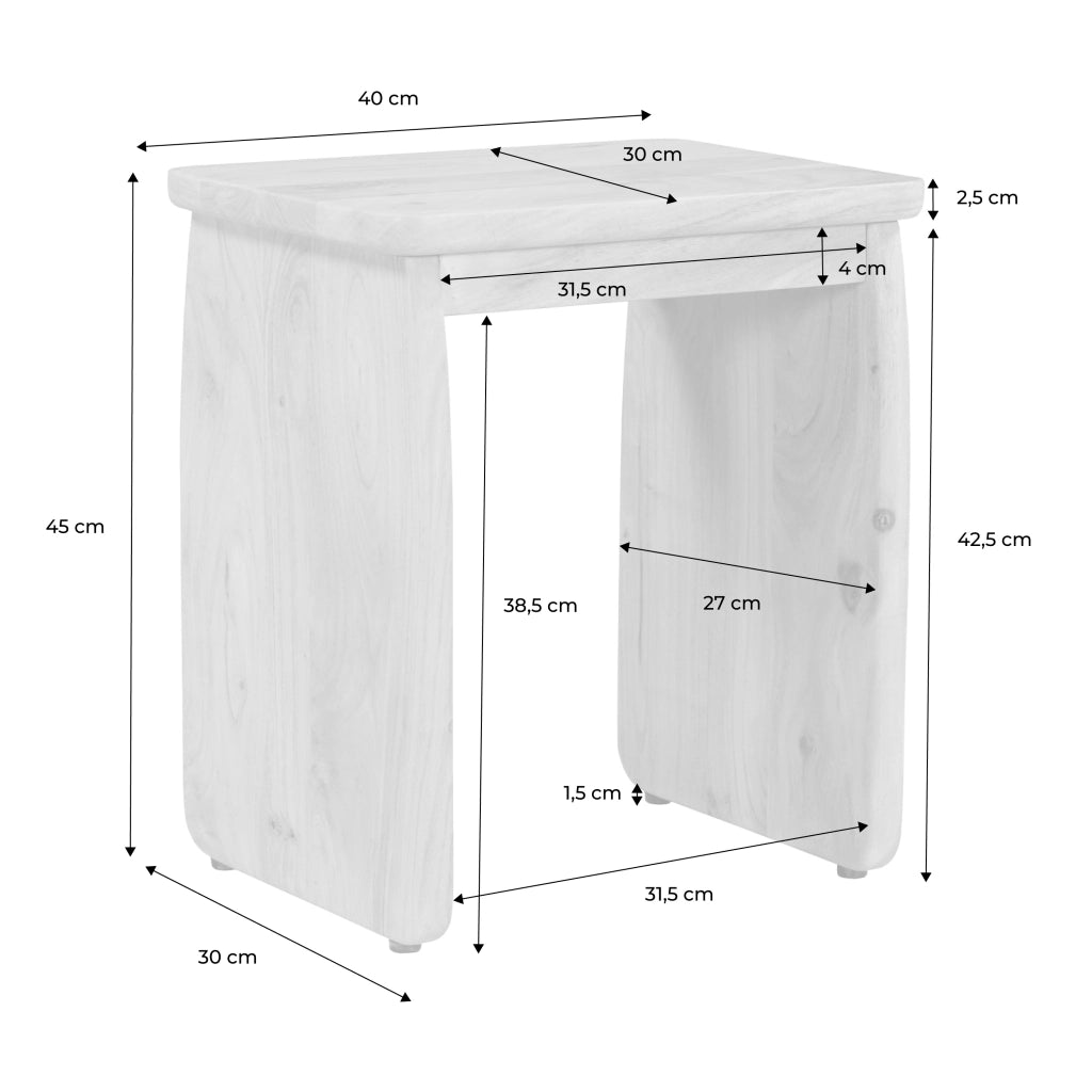 Set 2 comodini esotici in legno di acacia, noce