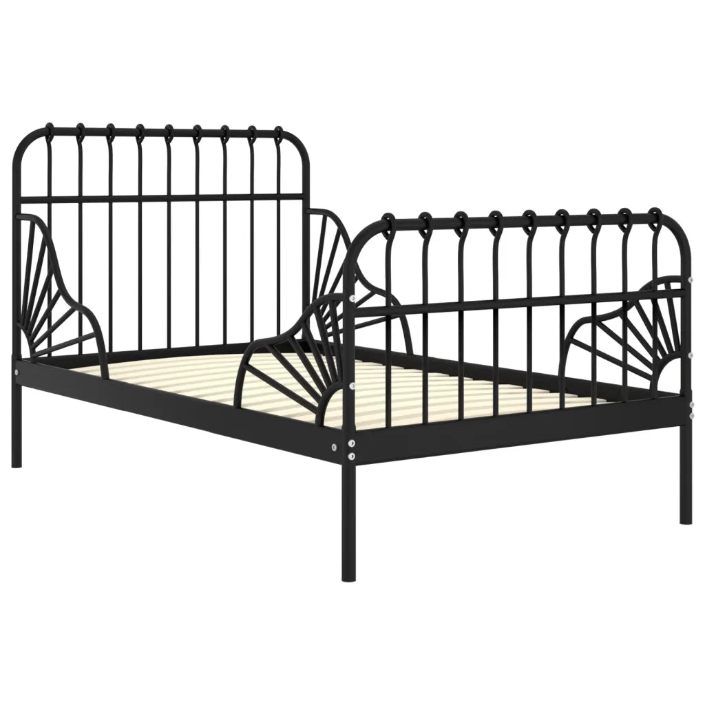 Giroletto Estendibile-Struttura Letto Nero in Metallo 80x130/200 cm