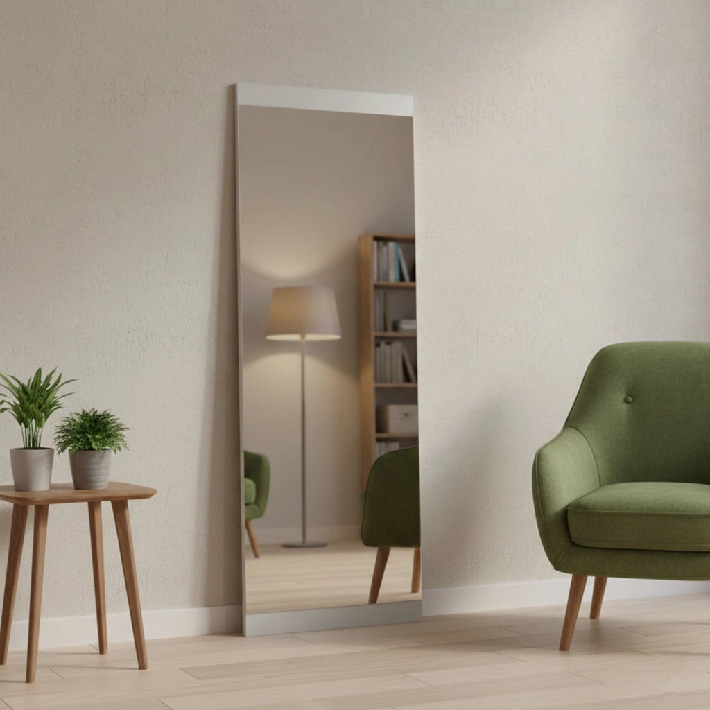 Specchio Fiammetta, Specchiera, Articolo d'arredo a muro, Decorazione con specchio, 40x2h120 cm, Bianco