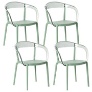 Set di 4 sedie da giardino verde Materiale sintetico Plastica Interno Esterno Giardino con braccioli Sala da pranzo Stile moderno minimalista