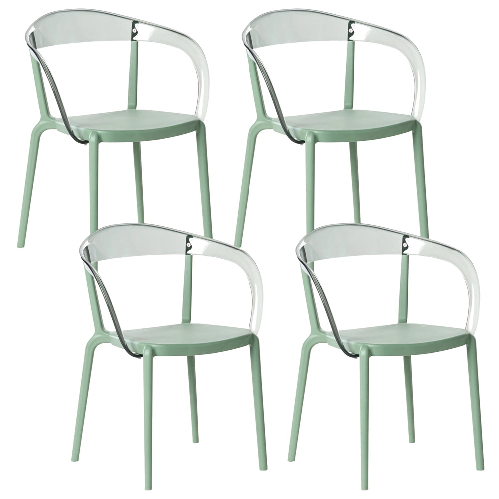 Set di 4 sedie da giardino verde Materiale sintetico Plastica Interno Esterno Giardino con braccioli Sala da pranzo Stile moderno minimalista