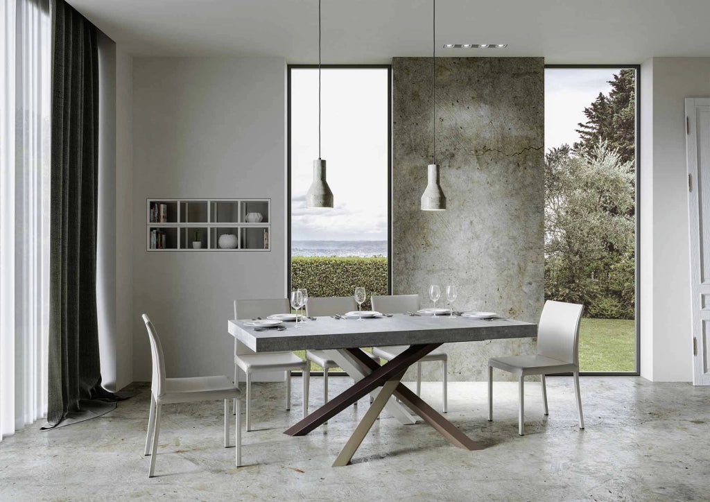 Tavolo Allungabile 160-420x90x77 cm Volantis Premium Cemento Telaio 4C