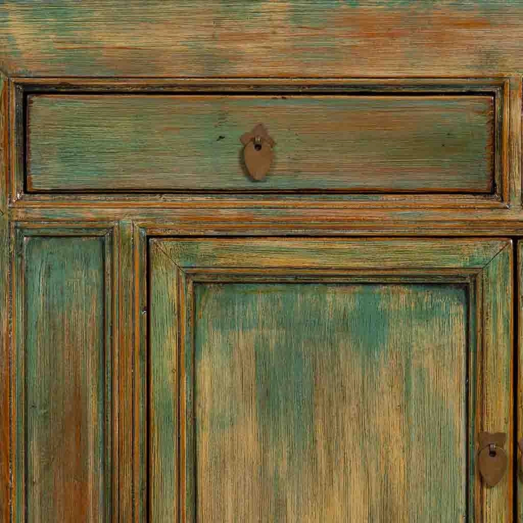 Mobile da ingresso in legno verde invecchiato 115x45x95h cm