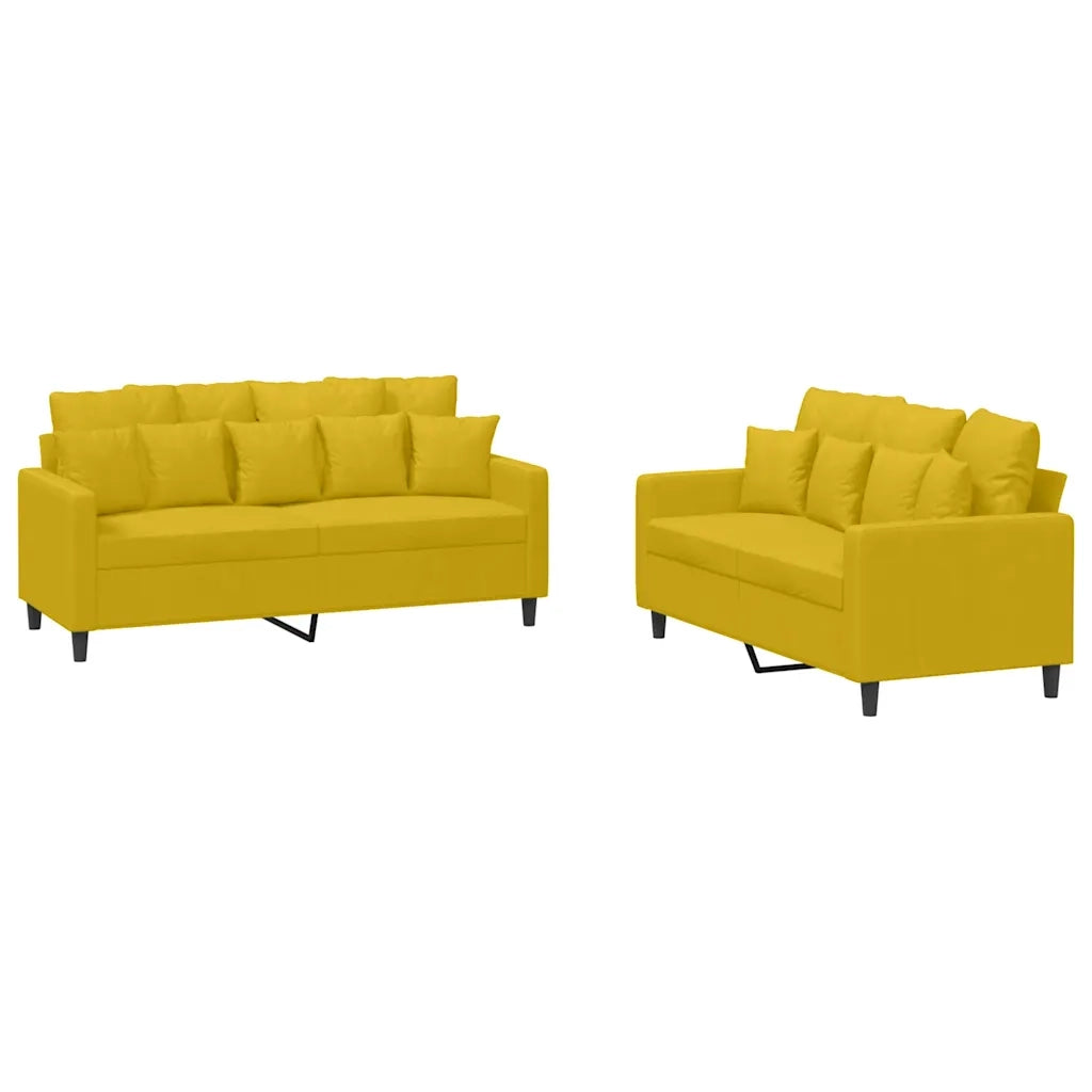 Set di Divani 2 pz con Cuscini giallo in Vellutocod mxl 104349