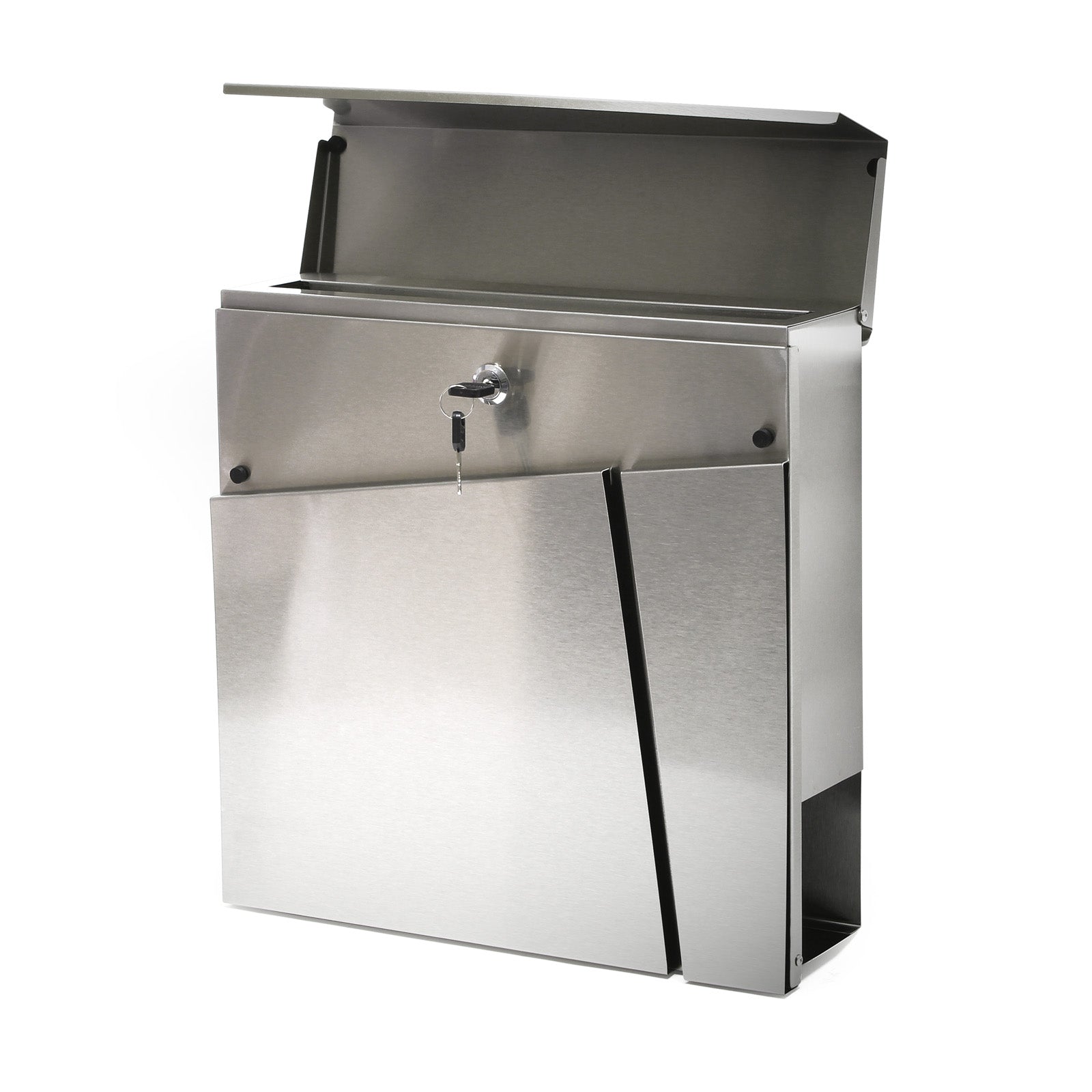 Cassetta postale con vano portagiornale V23 acciaio inox 370 x 102 x 370 mm