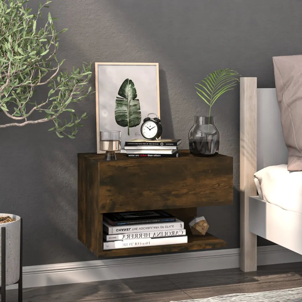 Comodini a Muro 2 pz Rovere Fumo 816947