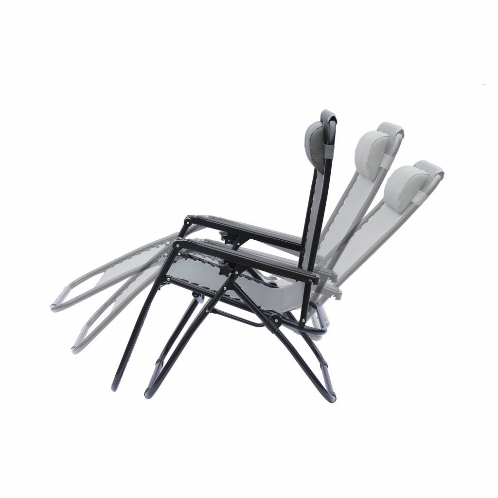 Set di 2 sdraio gravità zero pieghevoli con poggiatesta, grigio