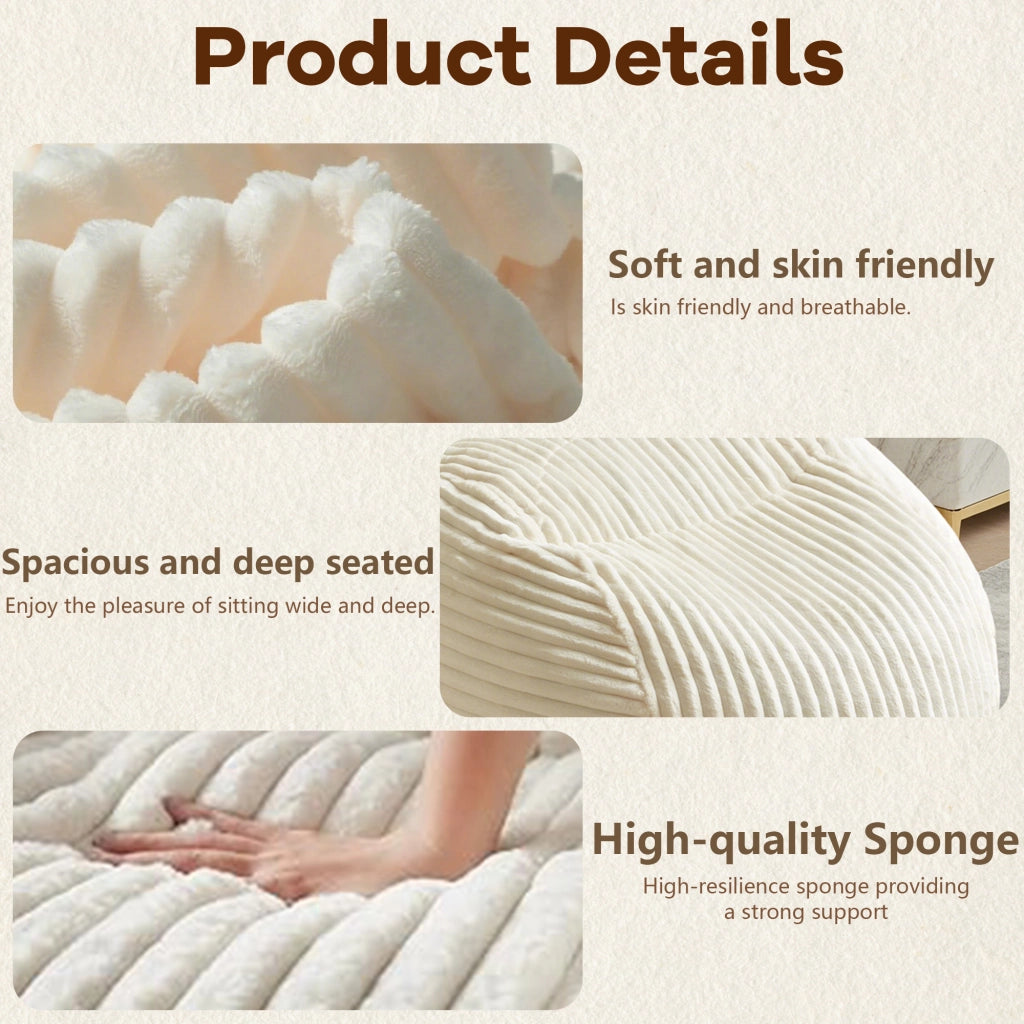 Pouf sacco con imbottitura in memory foam, schienale ergonomico e braccioli allargati in flanella beige