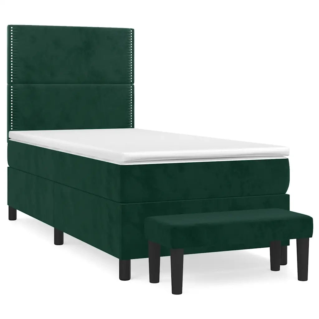 Giroletto a Molle con Materasso Verde Scuro 90x200 cm Velluto