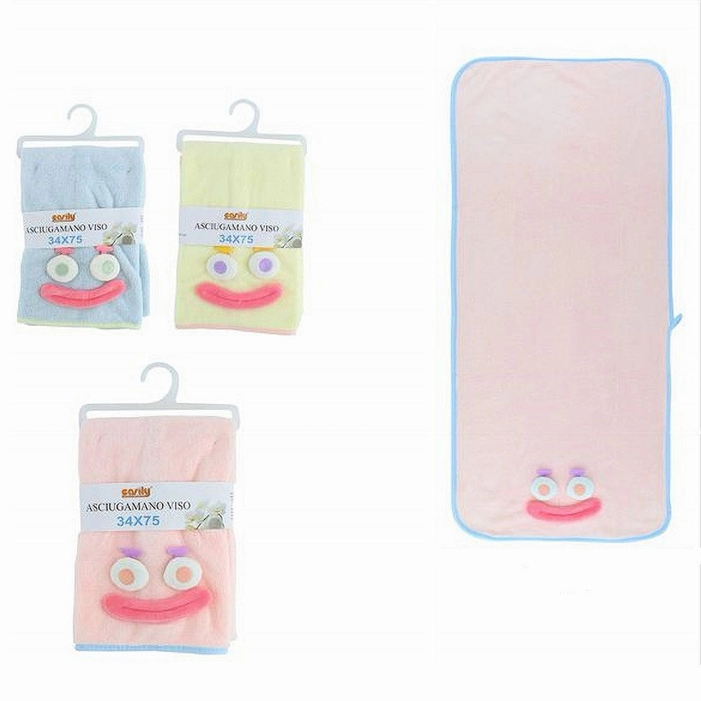 Trade Shop - Asciugamano Viso 34x75cm Tessuto Morbido Con Faccia Bagno Ospite 3 Colori 10737 -
