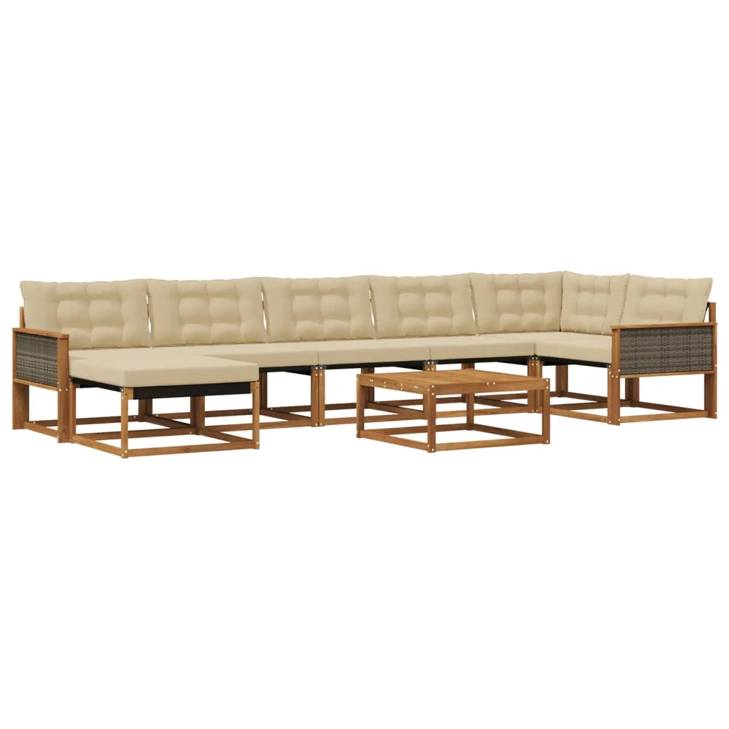 Set di divani da esterno con cuscino 8 pcs Naturale e Beige 3381581