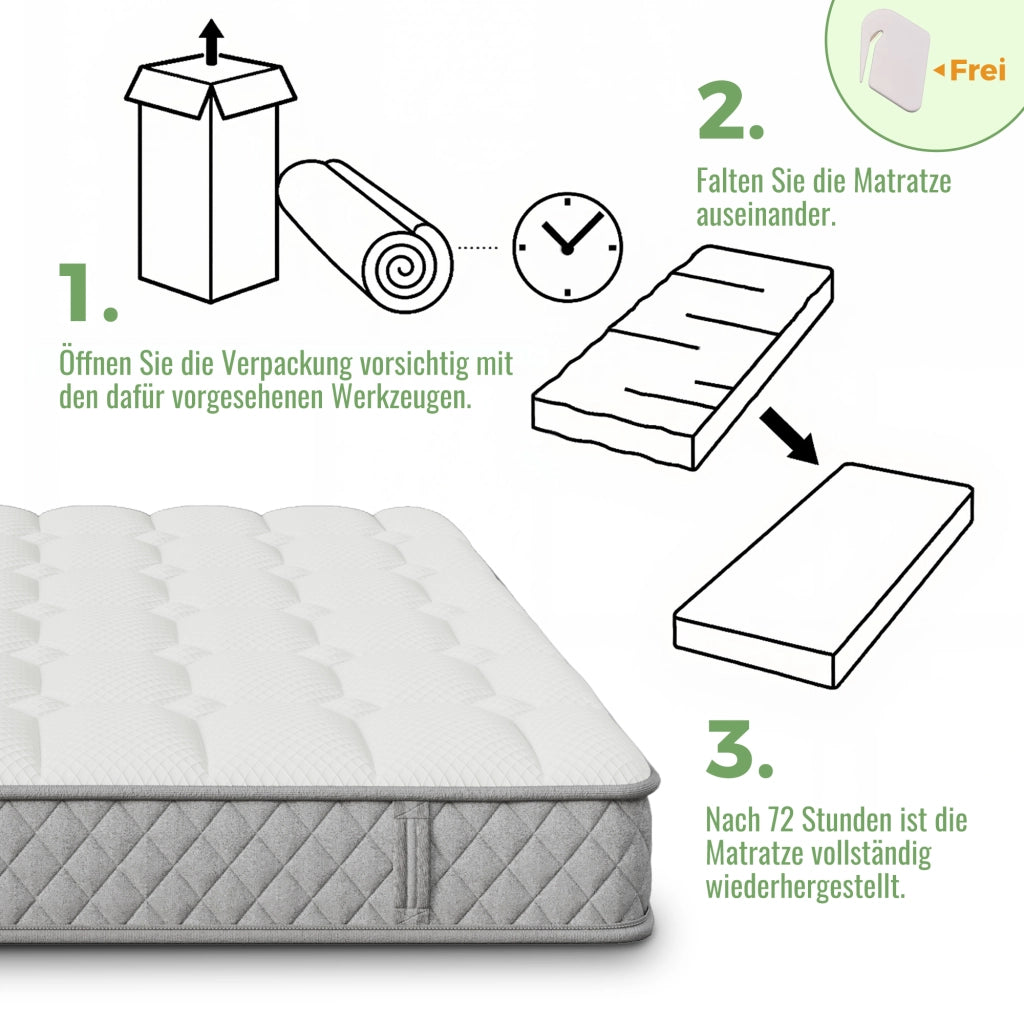 LETTO Contenitore 90x200 cm Beige con materasso incluso, LED e testiera L