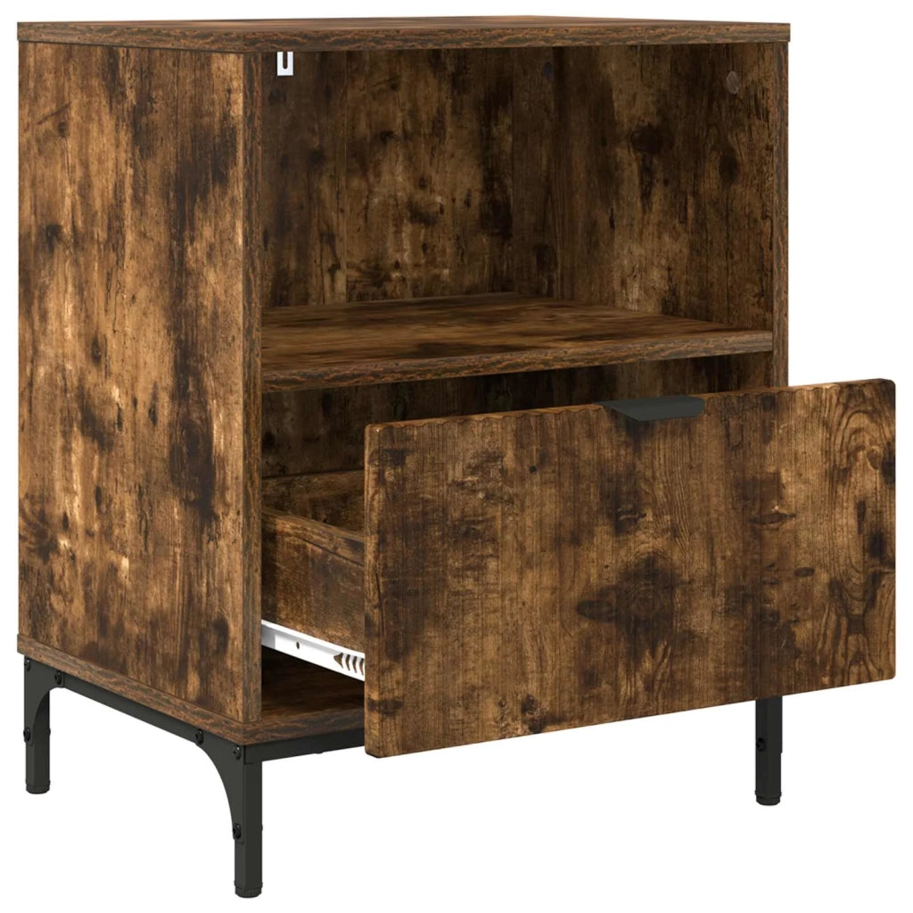 Armadio da Notte con cassetto 2 pcs Rovere fumo 49 x 36 x 61 cm 883485