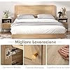 Comodino 40 x 40 x 57cm in Legno e Rattan, Tavolino in Stile Boemia con Ripiano Aperto, Armadietto e Gambe in Metallo, Mobile Moderno per Camera da Letto, Soggiorno e Salotto, Naturale