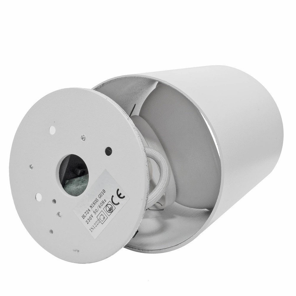 Trade Shop - Plafoniera Moderna Faretto Cilindro Esterno Da Soffitto Attacco Gu10 Luce 230v - Bianco