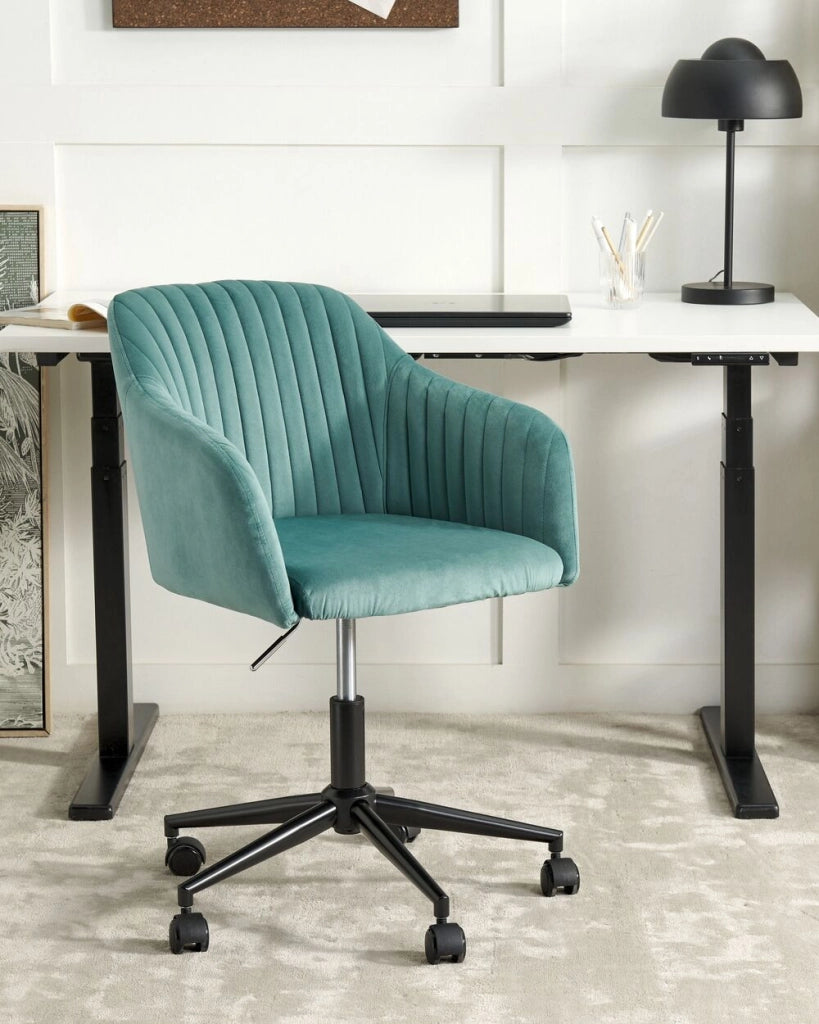 Sedia da scrivania in tessuto con ruote in velluto verde ufficio da casa studio stile glamour