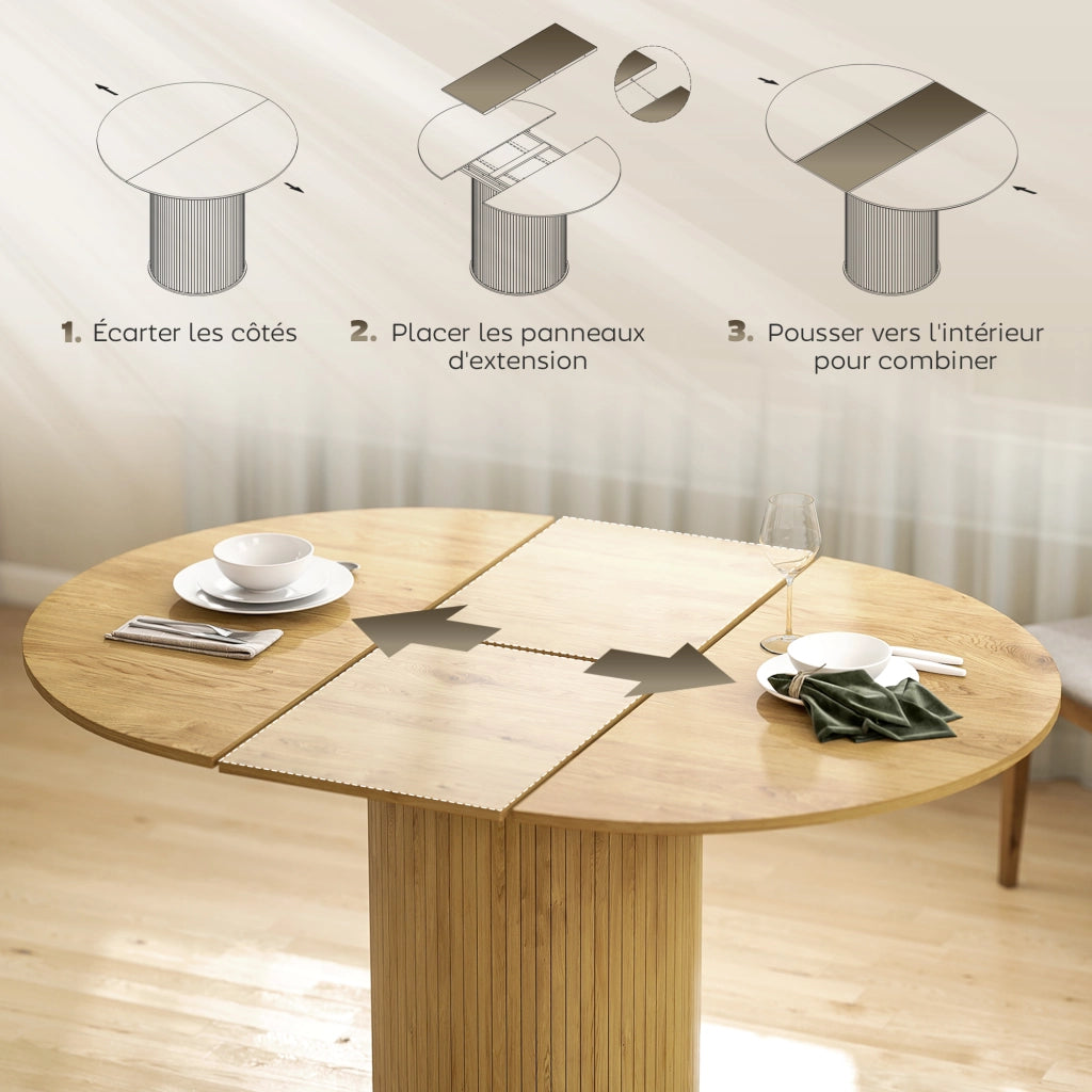 Tavolo da pranzo allungabile per 6-8 persone ¨C zephmum ¨C effetto legno naturale 110-150x75 cm