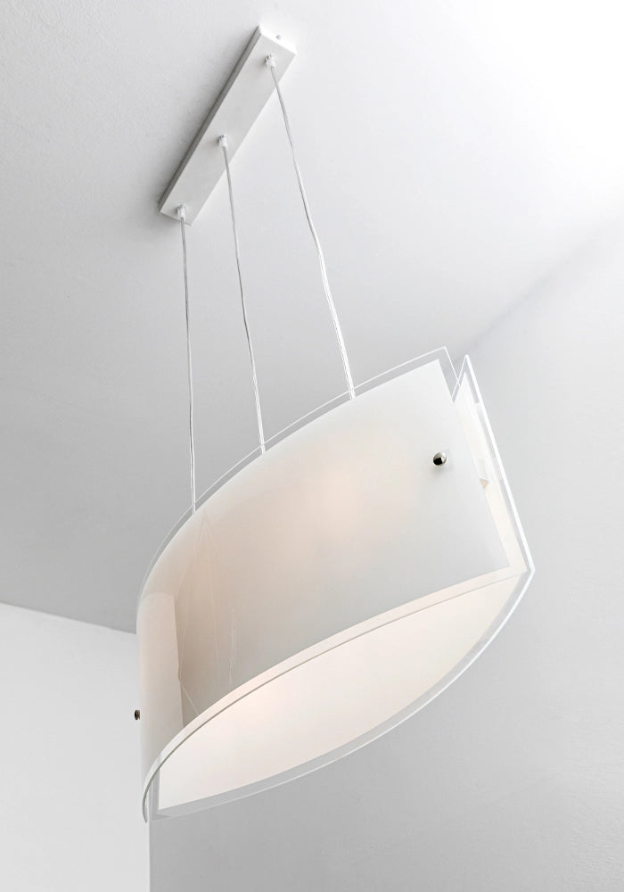 Plafoniera MILETO Rossini Group in vetro bianco satinato, diametro 40cm, attacco E27, ideale per illuminazione interna IP20 - MIE002B
