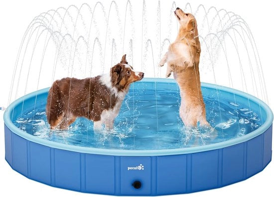 Zwembad per cani pieghevole con getto d'acqua - bagno per bambini portatile - bagno per cani in PVC rigido - bagno per cani con superficie antiscivolo - ideale per viaggi - giardino - 200 * 30cm Bagno per cani