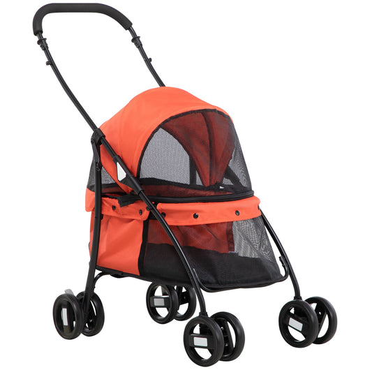 Passeggino per Cani Taglia XS e S 82x47x97 cm Pieghevole con Borsa e Guinzagli Rosso e Nero