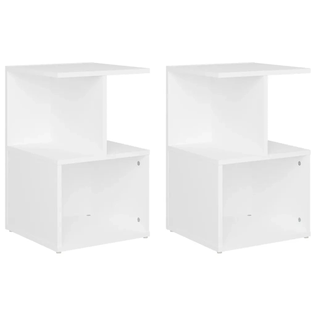 Comodini 2 pz-Set di 2 Tavolino da notte Bianchi 35x35x55 cm in Legno Multistrato