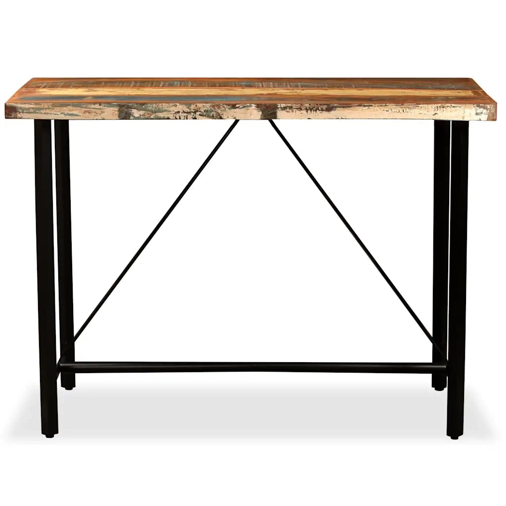 Set da Bar 5 pz in Legno Massello di Recupero e Vera Pelle cod mxl 31318