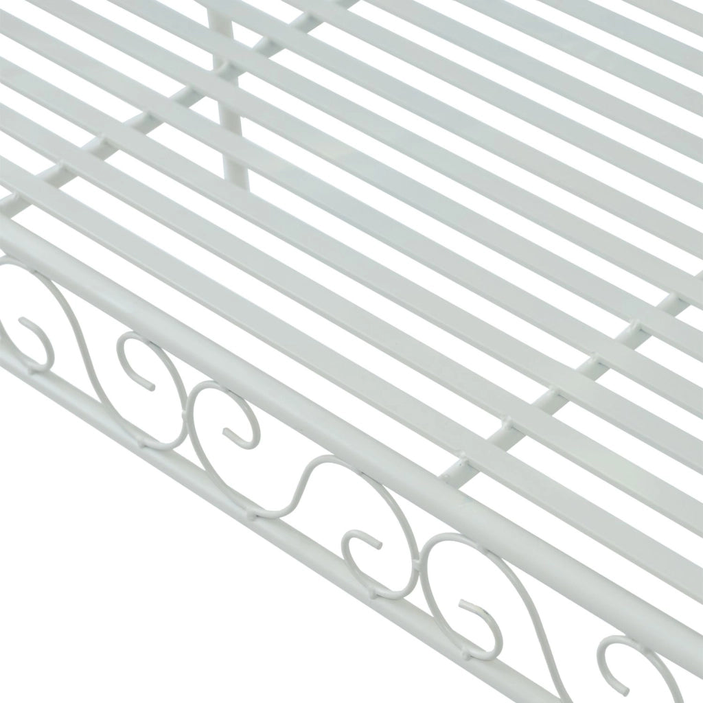 Easycomfort Panchina da Esterno a 2 Posti , Panchina Biposto da Giardino Stile Romantico Ferro 113.5 x 50 x 96cm Bianco