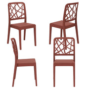 Set 4 sedie in polipropilene PENELOPE, 100% MADE IN ITALY, impilabile, resistente ai raggi UV, design moderno, ideale per sala da pranzo, cucina, sala d’attesa, bar, ristoranti o giardino, colore Mattone
