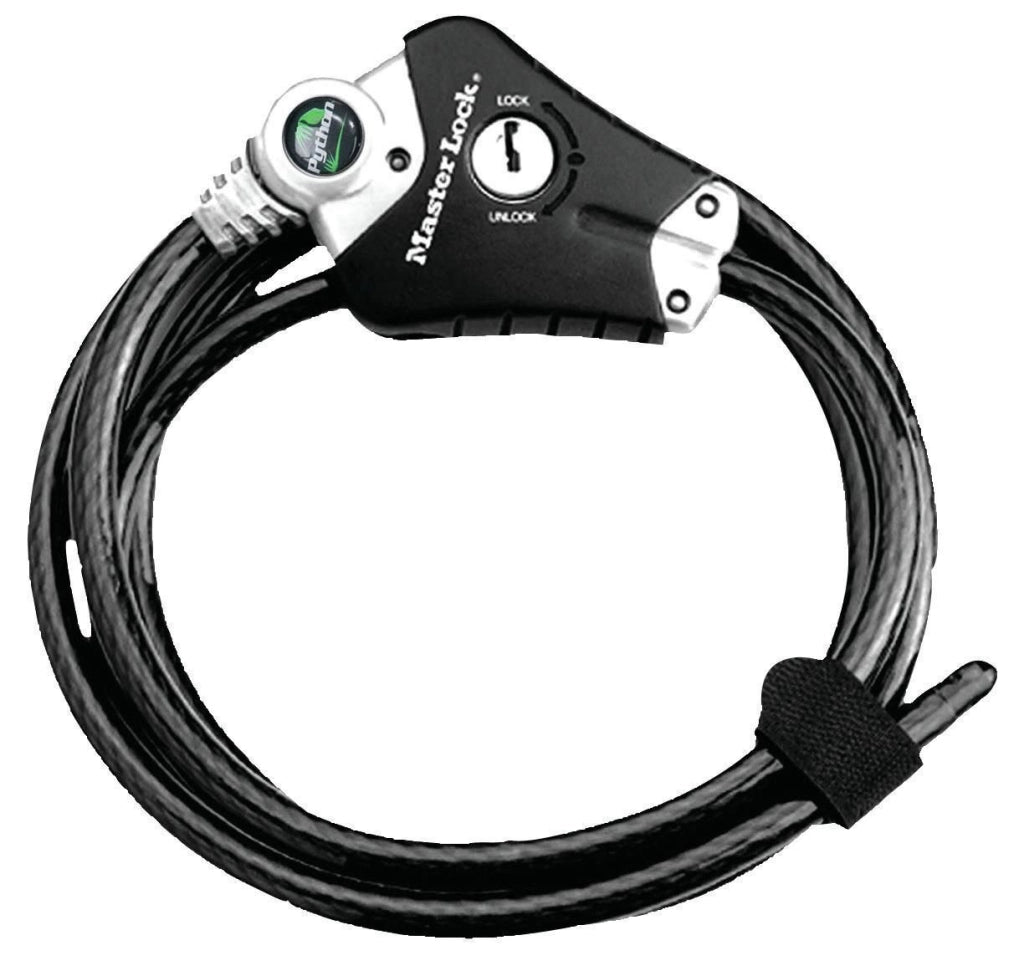 MASTER LOCK 8428EURDPRO Cavo di Sicurezza Python Regolabile 1,8 m x 10 mm Acciaio Rivestito in Vinile colore Nero