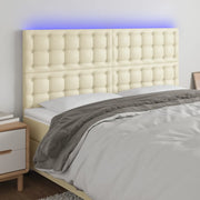 Testiera a LED Crema 160x5x118/128 cm in Similpelle cod mxl 51778