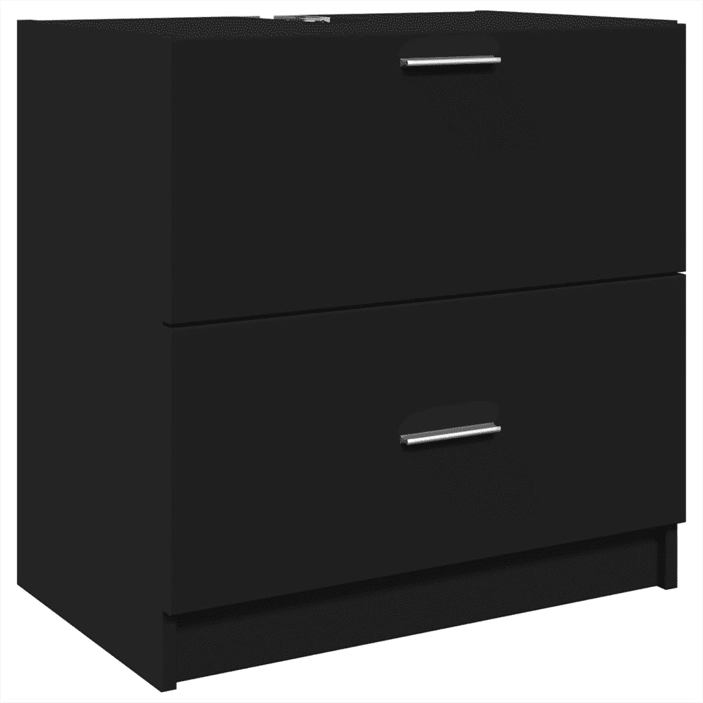 Mobile Lavabo-Armadietto da bagno Nero 59x37x59 cm in Truciolare