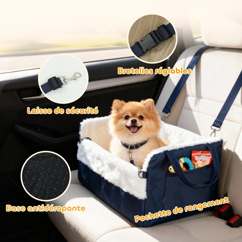 Seduta Auto per Cani con Cintura di Sicurezza ¨C Zephmum ¨C Blu 55x46x32 cm