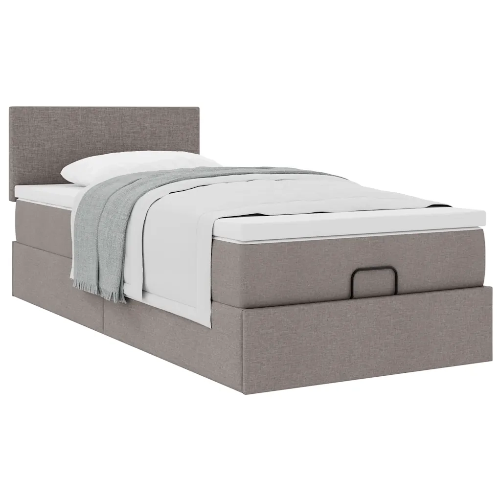 Struttura Letto Pouf con Materasso Tortora 80x200 cm in Tessuto