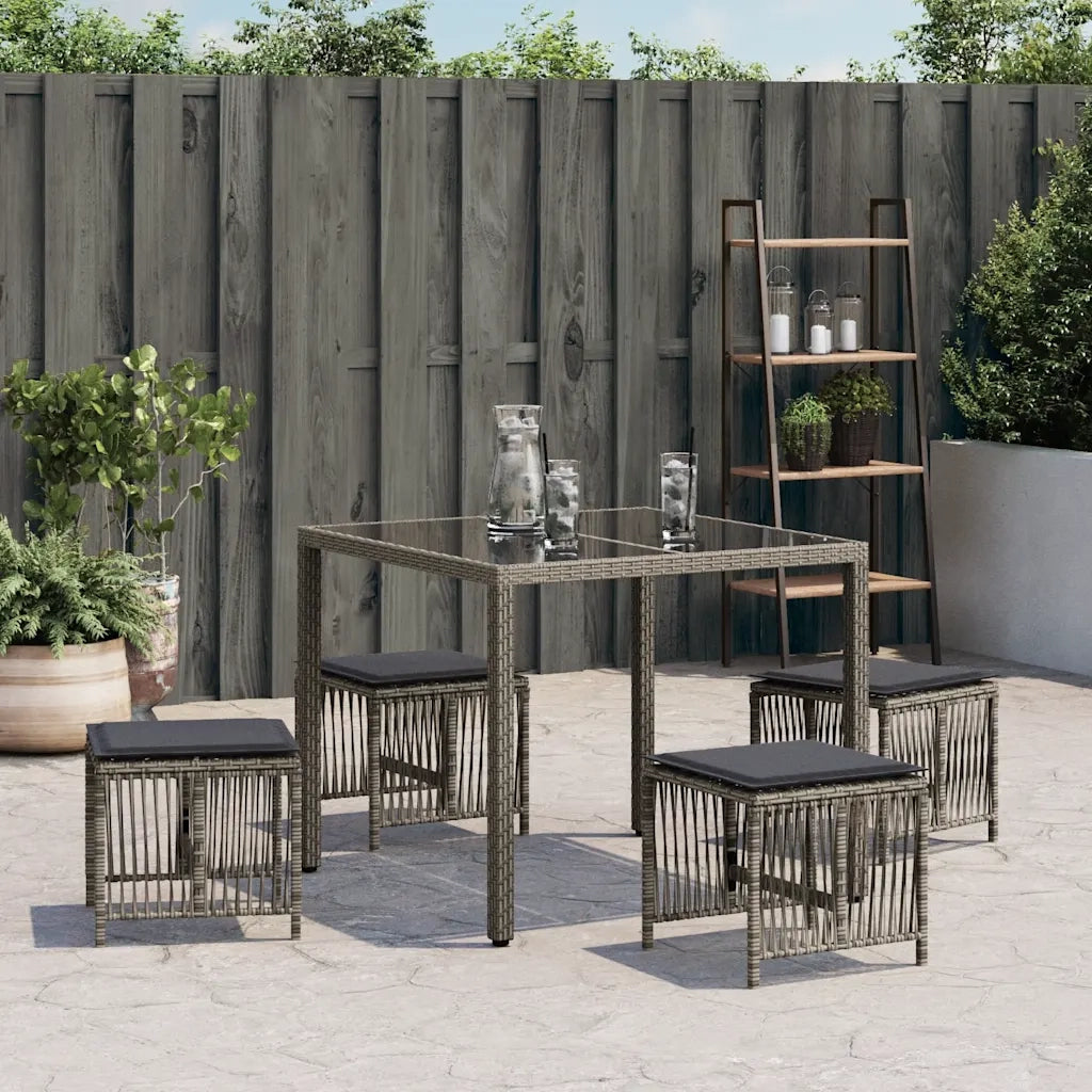 Sgabelli Giardino con Cuscini 4 pz Grigi 41x41x36cm Polyrattan CFW8048324