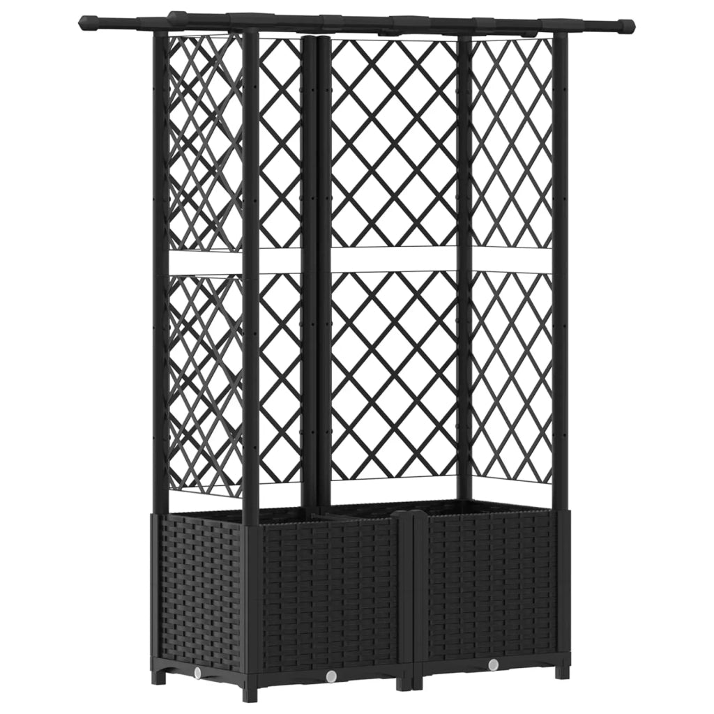 Letto Rialzato con Griglia e Tetto Nero 124,5 x 40 x 138 cm PP 42032542